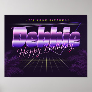 Debbie Name Vorname lila retro Poster Geburtstag
