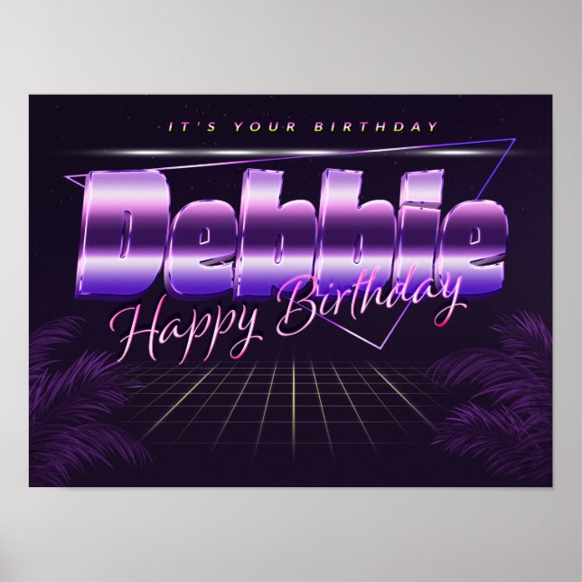 Debbie Name Vorname lila retro Poster Geburtstag (Frente)