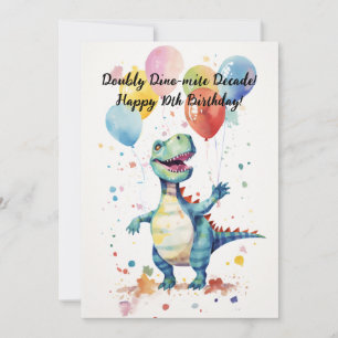 Década Duplamente Dino-pronta! Cartão de Aniversár