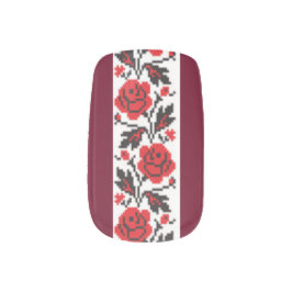 Decal De Unha Bordado floral de Vyshyvanka do ucraniano