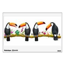 Decalque tropical da parede dos pássaros de Toucan