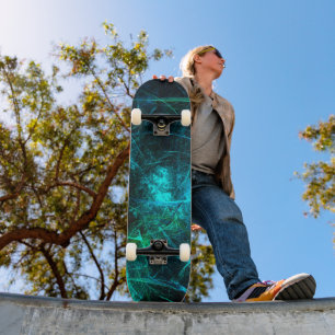 Deck de Skate Abstracto Fractal Esmeralda Cósmico