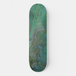 Deck de Skate Abstrato Verde Escuro Fluido Jade 3