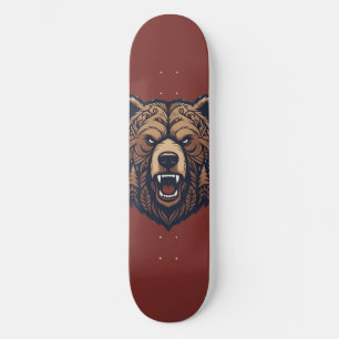 Deck de Skate Bear Head Wild Tribal Art
