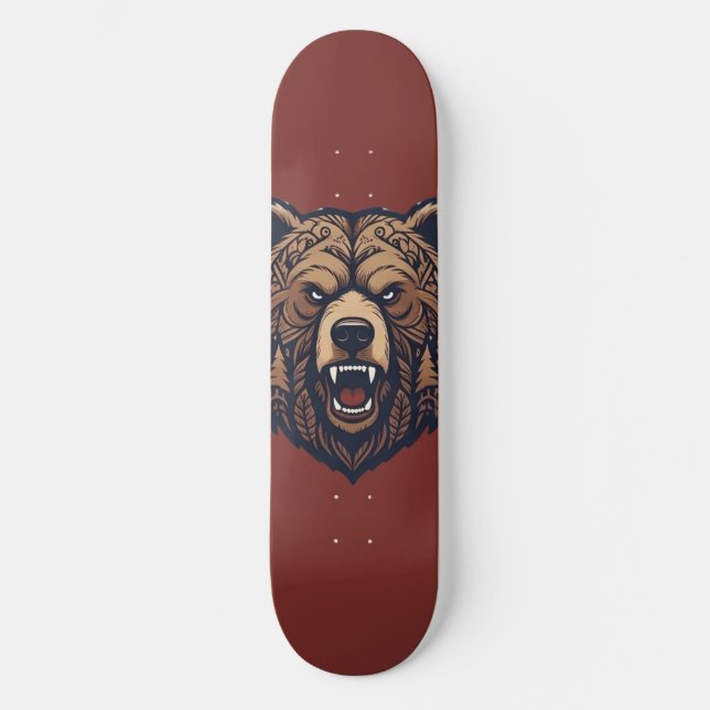 Deck de Skate Bear Head Wild Tribal Art (Frente)