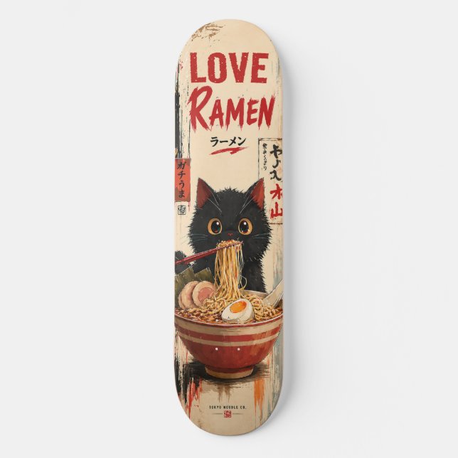 Deck de Skate Cat Ramen de Amor Anime (Frente)