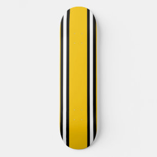 Deck de Skate com Listras Finas Amarelas Pretas e