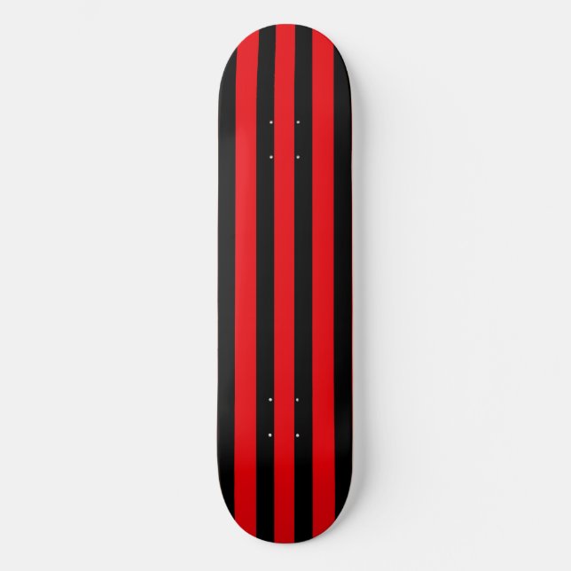 Deck de Skate com Listras Vermelhas e Pretas (Frente)