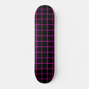 Deck de Skate com Padrão de Grade Rosa e Preto