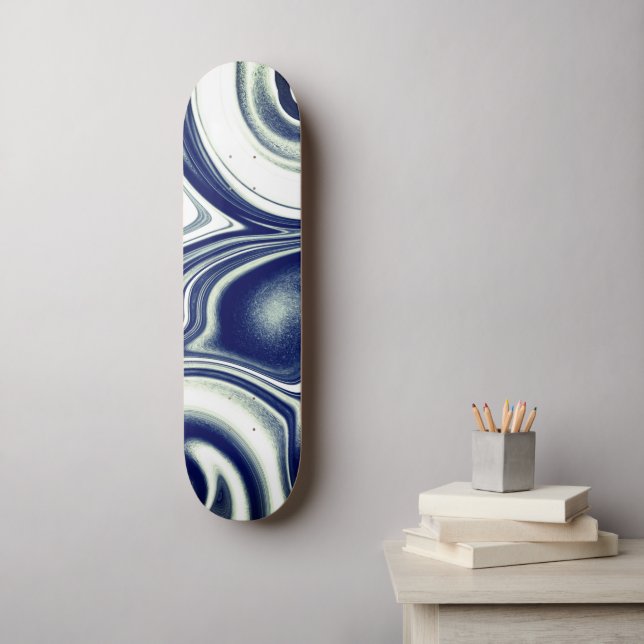 Deck de skate com textura de mármore azul moderno (Arte de parede)