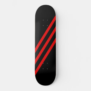 Deck de Skate Diagonal com Listras Vermelhas Preta