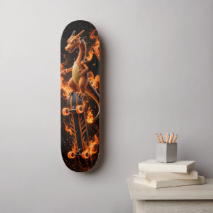 Deck de Skate Dragão de Fogo Laranja Inferno