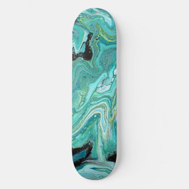 Deck de Skate Gangs Back 1 Azul Verde Suave (Frente)