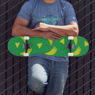 Deck de Skate Geométrico de Bananas Verde e Amarel