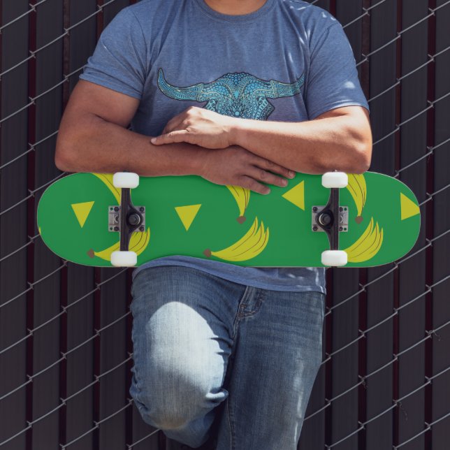 Deck de Skate Geométrico de Bananas Verde e Amarel (Ao ar livre 3)