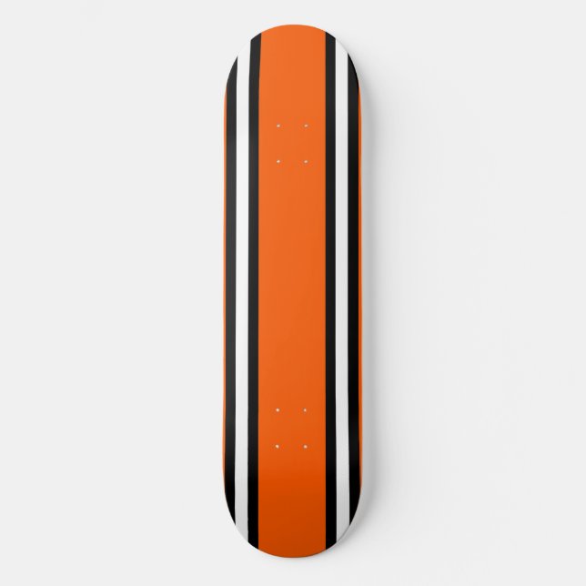Deck de Skate Orange Preto e Branco com Listras (Frente)