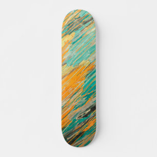 Deck de Skate Texturizado em Azul Verde e Laranja 