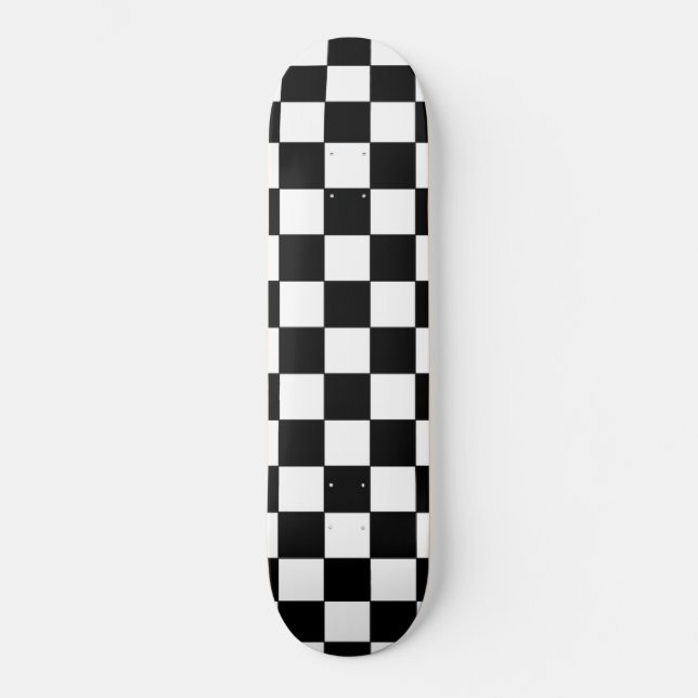 Deck de Skate Xadrez Preto e Branco (Frente)