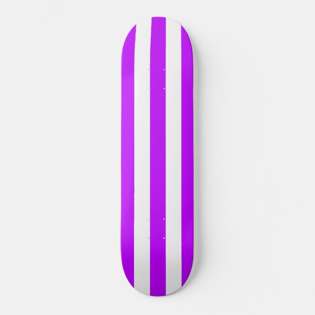Deck de Skateboard com Listras Roxas e Brancas (Frente)