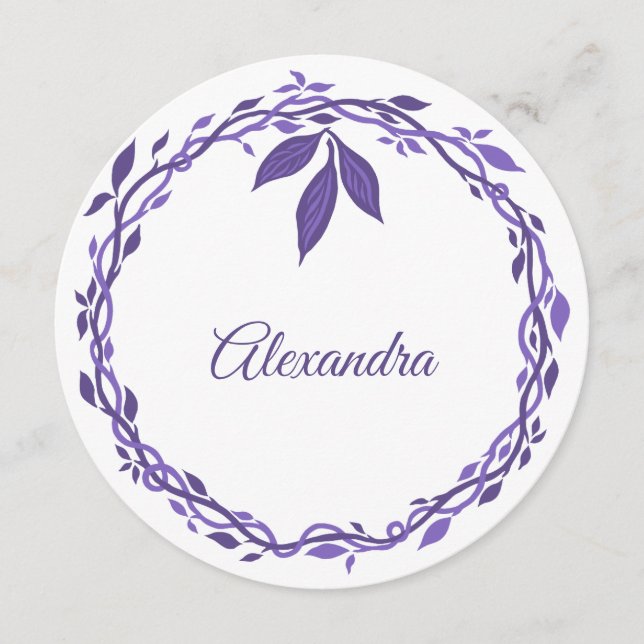 Declaração De Casamento Em Púrpura De Madeira Loca (Frente)