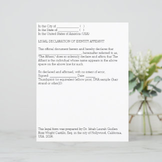 Declaração Legal de Identificação por Afidavit