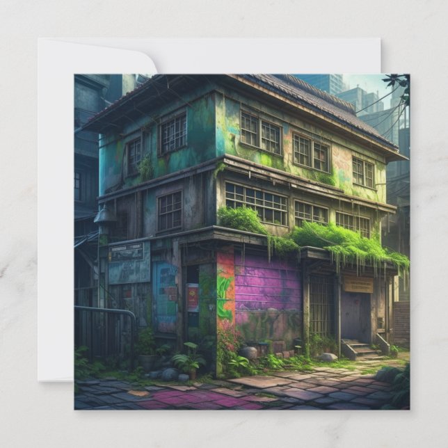 Declive Urbano do Edifício de Grafites Roxos Aband (Frente)