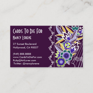Deco corajoso floral no roxo escuro - cartões de