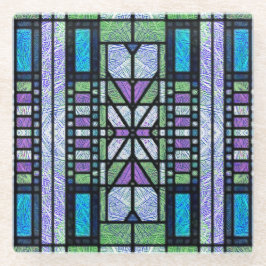 Deco de Arte de Vidro Estreita em Lilac e Azul