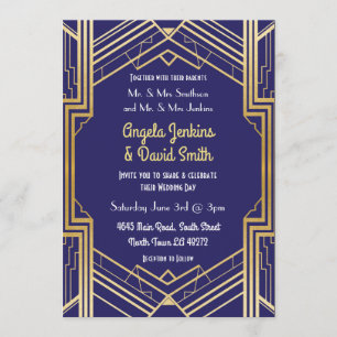 Deco de Arte Dourada do Convite para Casamento de