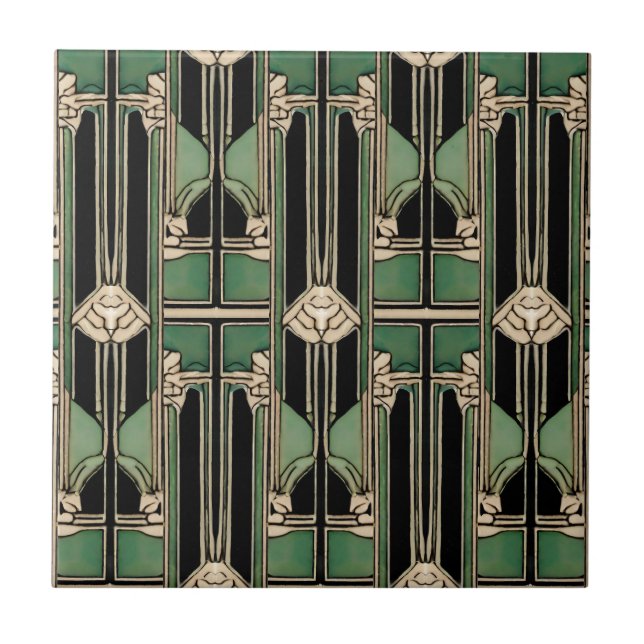 Deco de Arte Geométrica de Nouveau Verde (Frente)