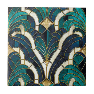 Deco de Arte Mosaica do Luxo Marble Azul Dourado e