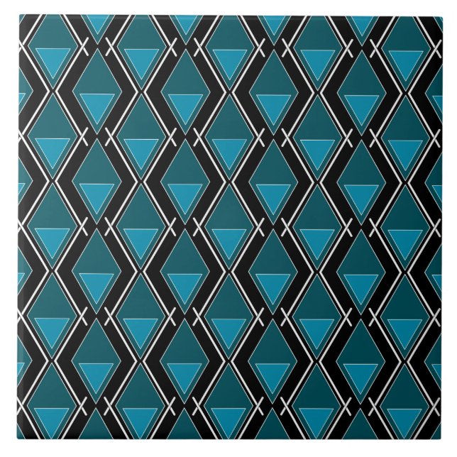 deco do padrão geométrico preto azul (Frente)