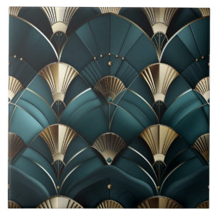Deco Dourado e Azul, Ventilador de Deco de Art
