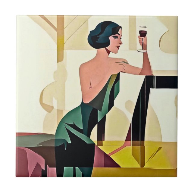Deco Lady in Green Modern Art (Frente)
