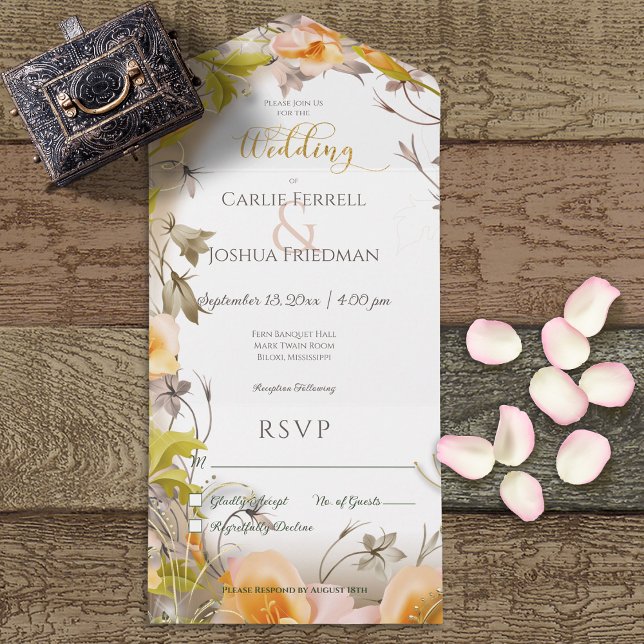 Deco Modern Peach Floral Branco Não Jantar (Criador carregado)