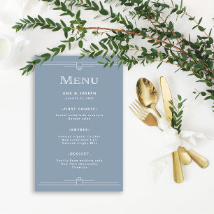 Deco Moderno   Elegante Menu Casamento Azul Elegan