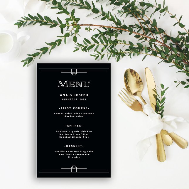 Deco Moderno | Elegante Onyx Black Wedch Menu (Criador carregado)