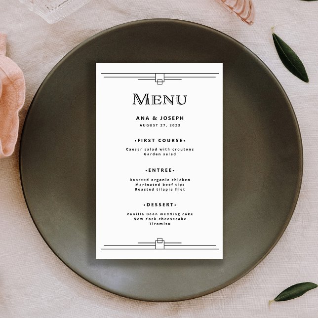 Deco Moderno | Menu Casamento Negro e Branco (Criador carregado)