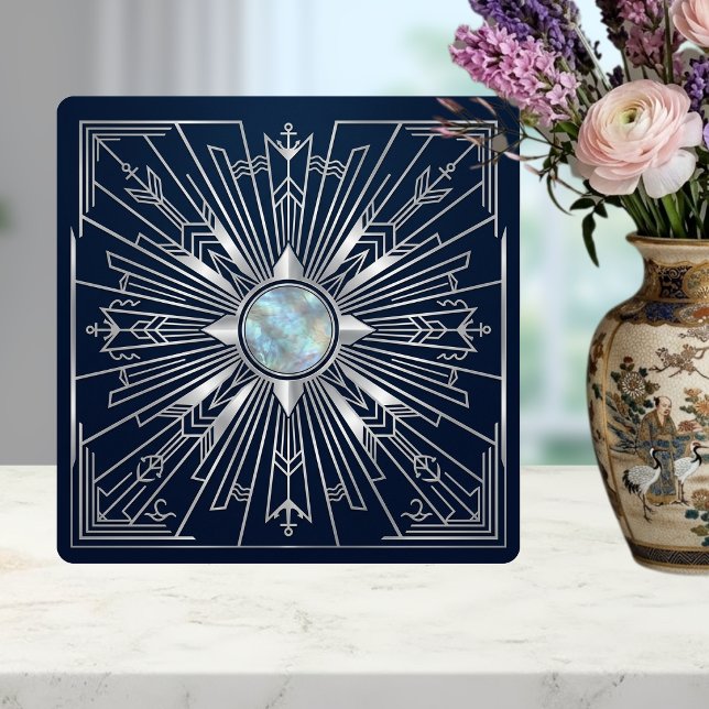 Deco Naval Artístico Cerâmico Azul Marinho Prata  (Criador carregado)