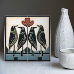 Deco Nouveau Wall da Família de Aves Mackintosh Ar<br><div class="desc">Esse azulejo cerâmico apresenta uma pequena família de aves e padrões florais complexos que lembram o estilo icônico de Mackintosh. Ele era um proeminente arquiteto escocês, designer e artista do movimento Art Nouveau. Seu trabalho é caracterizado por linhas limpas, formas geométricas e um forte sentido de simetria. Estes elementos estão...</div>