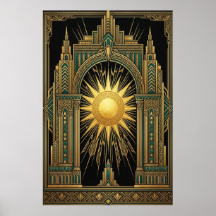 Deco Poster Portal Solar Celestial   Cathe Dourado