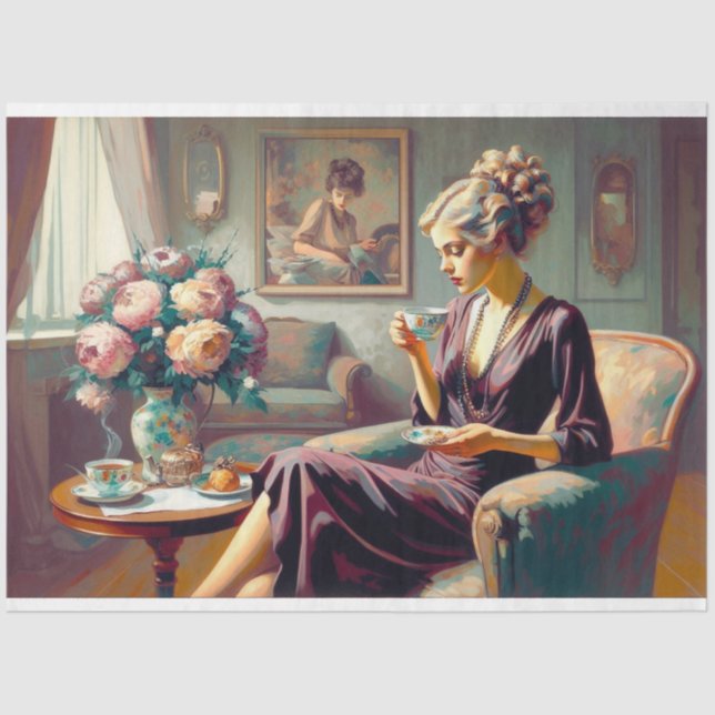 Decodificação de Papel Tecido Desenho - Senhora (Frente )