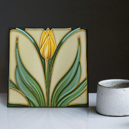 Decor de Arte de Nouveau de Parede Amarelo