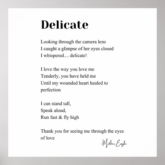 Decor de Poster de Arte de Poesia de Amor Delicado (Frente)