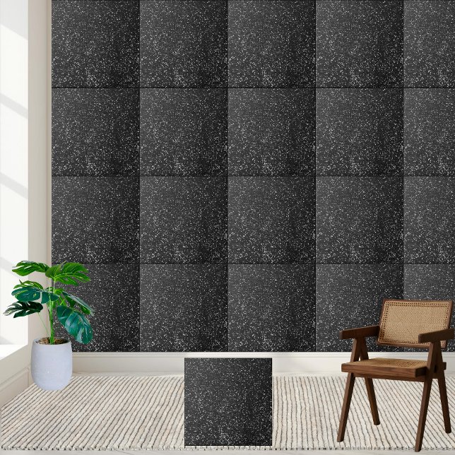 Décor doméstico de luxo negro cintilante (Sparkling Black Glitter Luxury Home Décor Ceramic Tile)