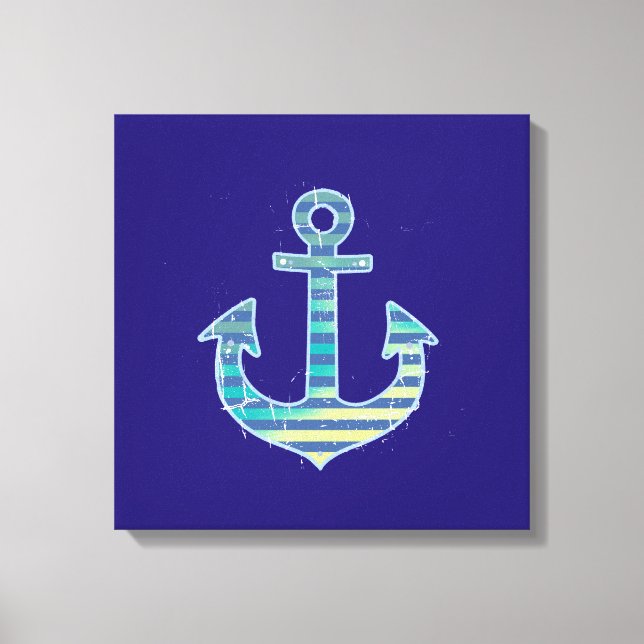 decoração azul de âncora listrada (Frente)