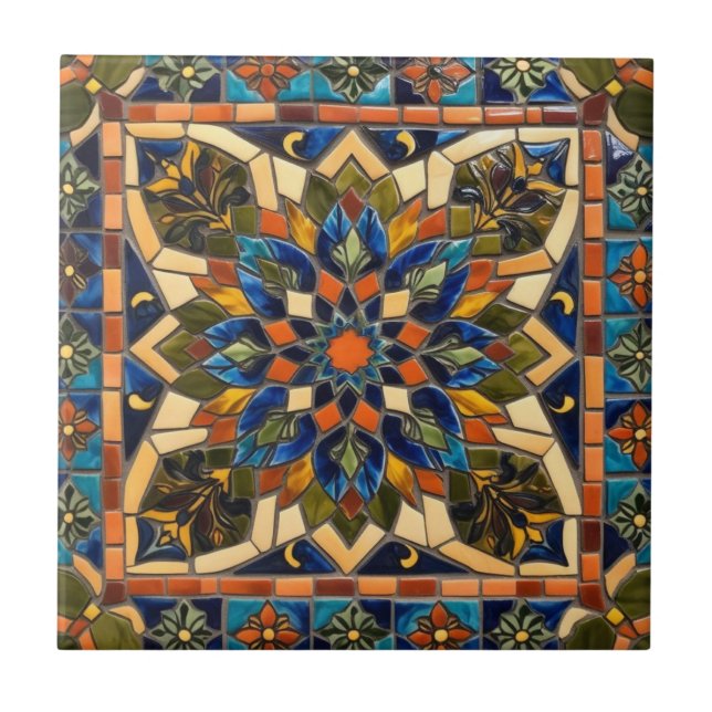 Decoração azul-esverdeada do mosaico (Frente)