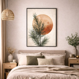 Decoração Botânica Neutra Mínima de Galho de Pinhe