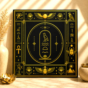 Decoração com Símbolo de Cartela Egípcia em Ouro P