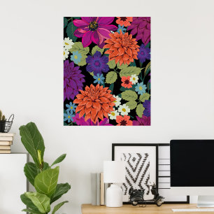 Decoração da parede floral poster